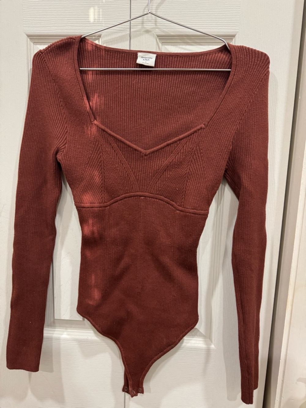 Abercrombie & Fitch Rust Red Long Sleeve Ribbed Bodysuit
